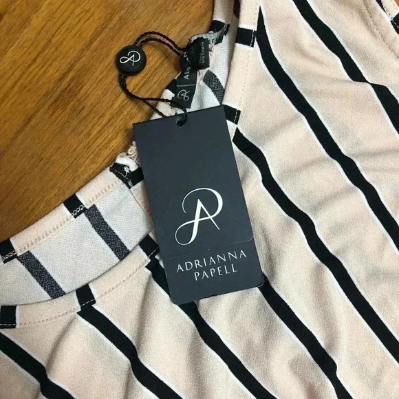 Adrianna Papell Striped Sleeveless Top Tie Front - Picture 4 of 5